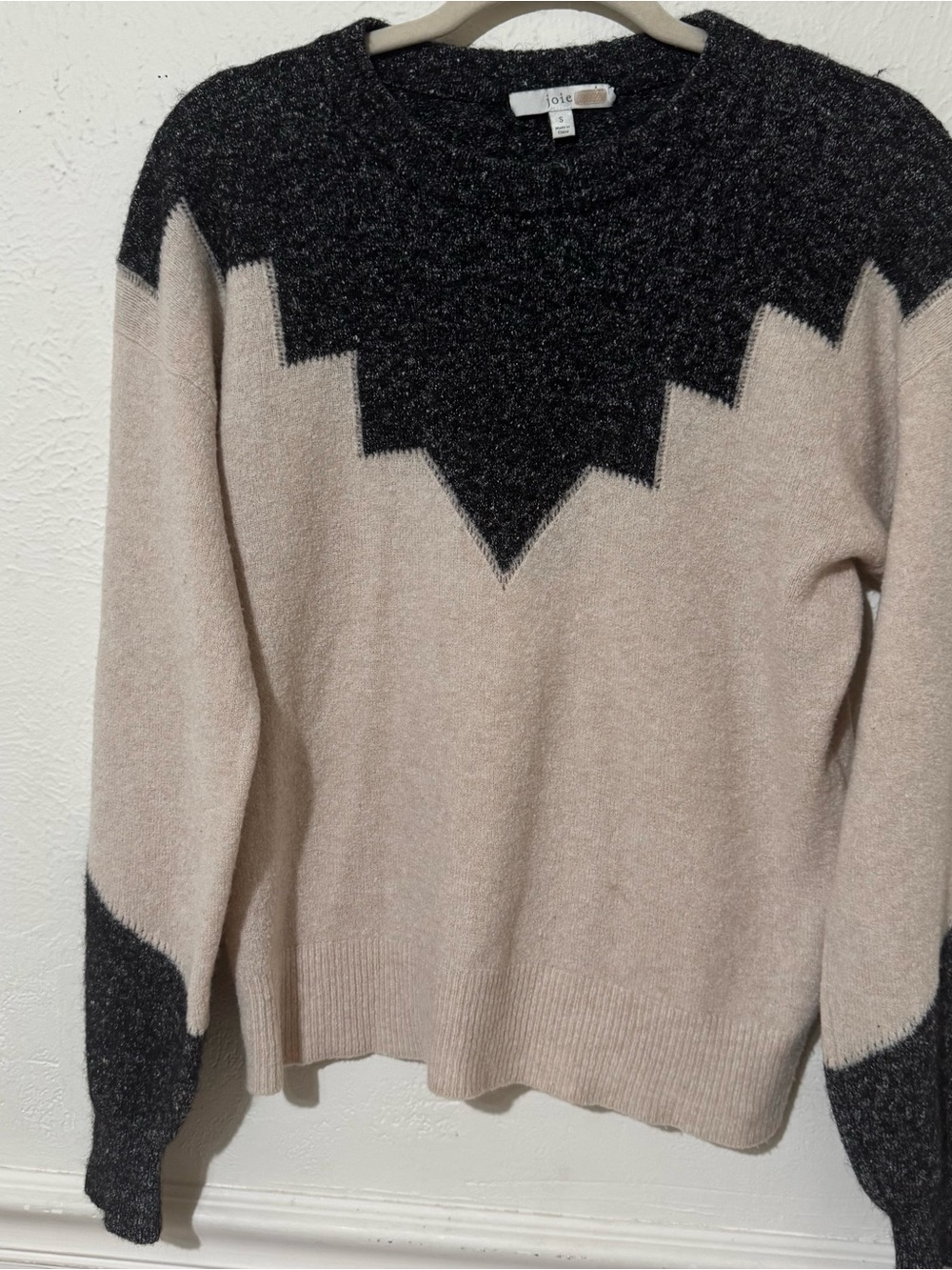 Joie Women's Geometric Pullover Sweater Blended Wool and Cashmere